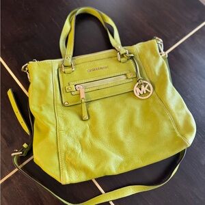 Michael Kors Lime Green Leather Shoulder Bag